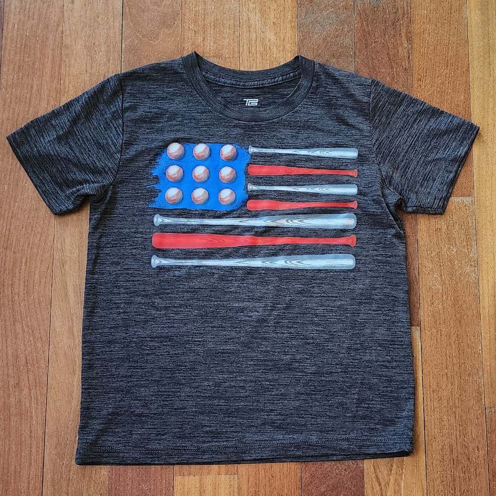 Tek Gear American Flag Baseball T-Shirt Size Small